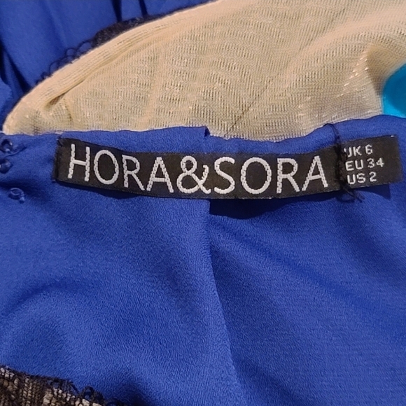 HORA & SORA Lace & Sheer Mesh Chiffon Pleated Prom/Cocktail Maxi Dress Size 2 - Picture 3 of 5